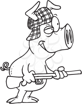 Royalty Free Clipart Image of a Pig Hunter