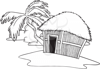 Royalty Free Clipart Image of a Beach Hut
