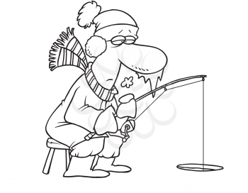 Royalty Free Clipart Image of a Man Ice Fishing