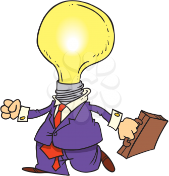 Royalty Free Clipart Image of a Man With a Lightbulb for a Head