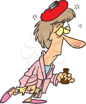 Royalty Free Clipart Image of a Woman Whose Feeling Ill