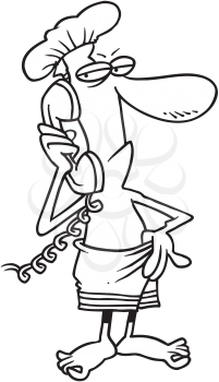 Royalty Free Clipart Image of a Man in a Towel Talking on a Phone