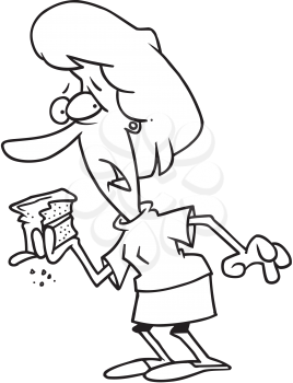 Royalty Free Clipart Image of a Woman Indulging in a Piece of Cake