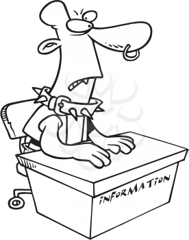 Royalty Free Clipart Image of a Man at an Information Desk