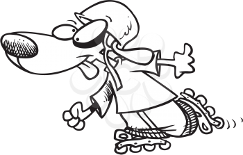 Royalty Free Clipart Image of a Dog Rollerblading