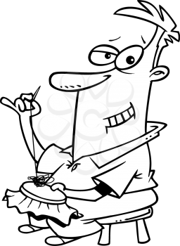 Royalty Free Clipart Image of a
Man Sitting on a Stool Sewing