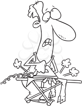 Royalty Free Clipart Image of a Man Ironing