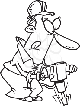 Royalty Free Clipart Image of a Man With a Jackhammer
