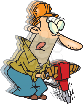 Royalty Free Clipart Image of a Construction Worker With a Jack Hammer