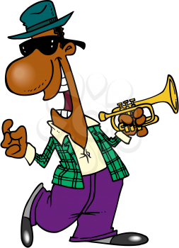 Royalty Free Clipart Image of a Man With a Trumpet