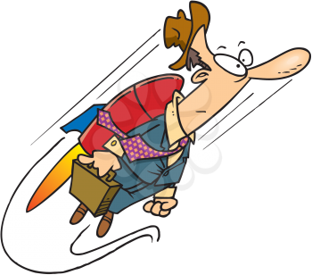 Royalty Free Clipart Image of a Man With a Jet Pack on His Back