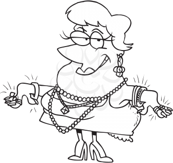 Royalty Free Clipart Image of a Woman With a Lot of Jewellery