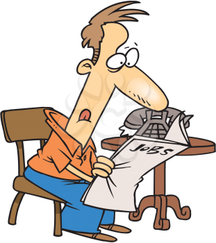 Royalty Free Clipart Image of a Man Searching for Work