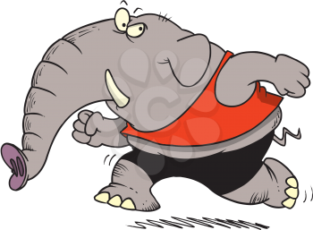 Royalty Free Clipart Image of a Running Elephant