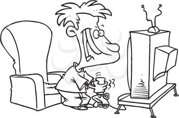 Royalty Free Clipart Image of a Boy Playing Video Games