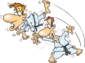 Royalty Free Clipart Image of Two Men Doing Judo