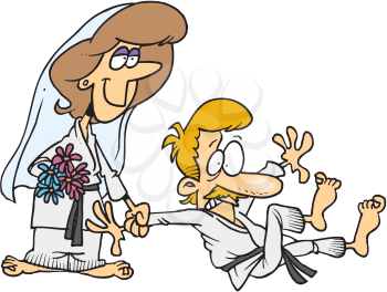 Royalty Free Clipart Image of a Judo Wedding