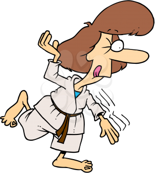 Royalty Free Clipart Image of a Woman Doing Karate