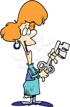 Royalty Free Clipart Image of a Woman With a Key