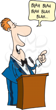 Royalty Free Clipart Image of a Man Talking at a Microphone