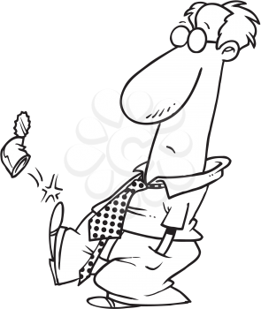 Royalty Free Clipart Image of a Man Kicking a Can