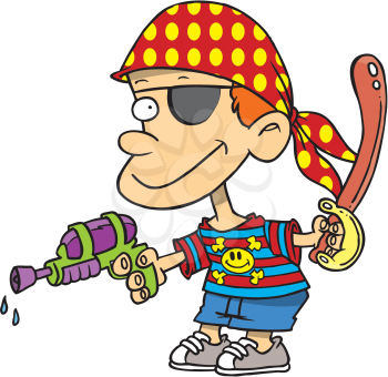 Royalty Free Clipart Image of a Child Dressed as a Pirate