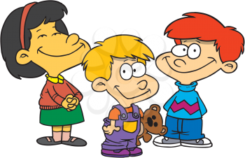 Royalty Free Clipart Image of Three Children