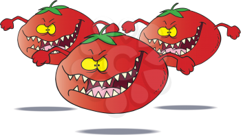 Royalty Free Clipart Image of Mean Tomatoes