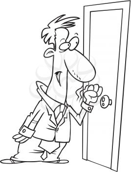 Royalty Free Clipart Image of a Man Knocking at the Door
