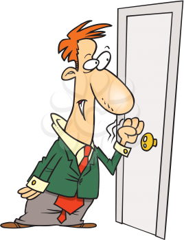 Royalty Free Clipart Image of a Man Knocking at the Door