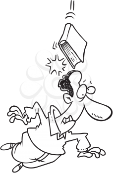 Royalty Free Clipart Image of a Man Getting Hit on the Head by a Book