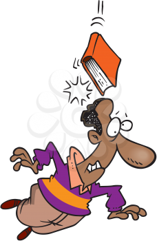 Royalty Free Clipart Image of a Man Getting Hit on the Head By a Book