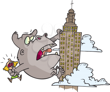 Royalty Free Clipart Image of King Kong on the Empire State Building