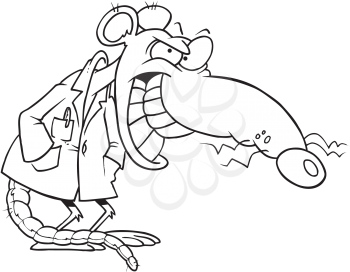 Royalty Free Clipart Image of a Rat in a Lab Coat