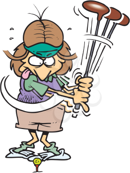Royalty Free Clipart Image of a Woman Golfing