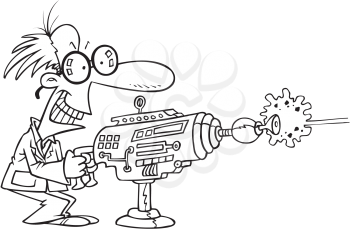 Royalty Free Clipart Image of a Man With a Laser Gun