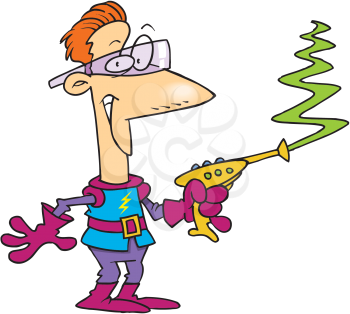Royalty Free Clipart Image of a Man With a Laser Gun