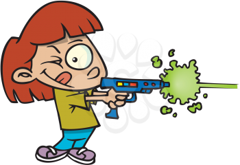 Royalty Free Clipart Image of a Girl Playing Laser Tag