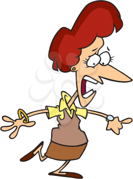 Royalty Free Clipart Image of Woman Running Late