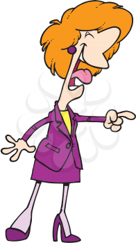 Royalty Free Clipart Image of a Woman Laughing and Pointing