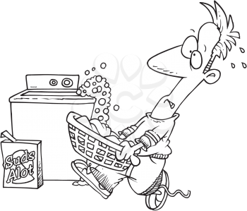 Royalty Free Clipart Image of a Man Doing Laundry