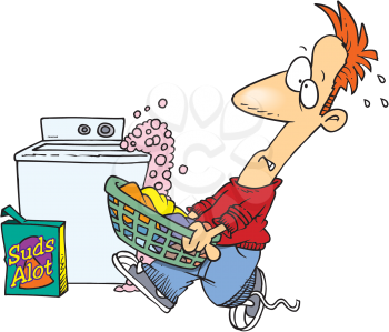 Royalty Free Clipart Image of a Man Doing Laundry