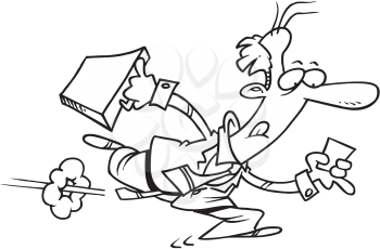 Royalty Free Clipart Image of a Man Running With a Briefcase