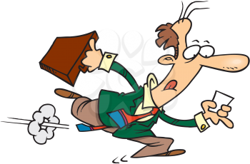 Royalty Free Clipart Image of a Man Running With a Briefcase