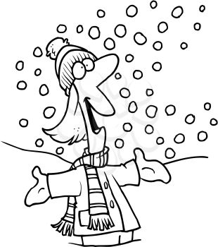 Royalty Free Clipart Image of a Woman Outside in the Snow