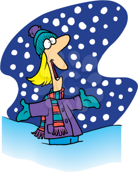 Royalty Free Clipart Image of a Woman Outside in the Snow