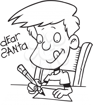 Royalty Free Clipart Image of a Child Writing a Letter to Santa
