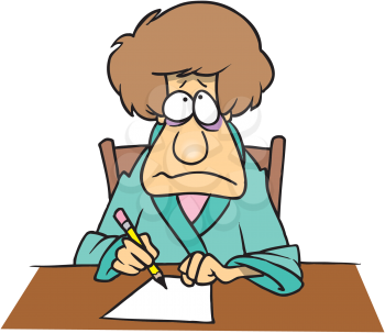 Royalty Free Clipart Image of a Woman Writing a Letter