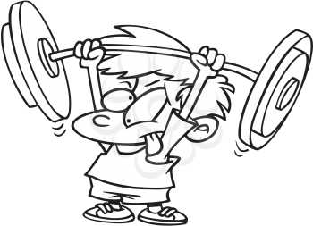 Royalty Free Clipart Image of a Boy Lifting Weights