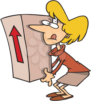 Royalty Free Clipart Image of a Woman Lifting a Package